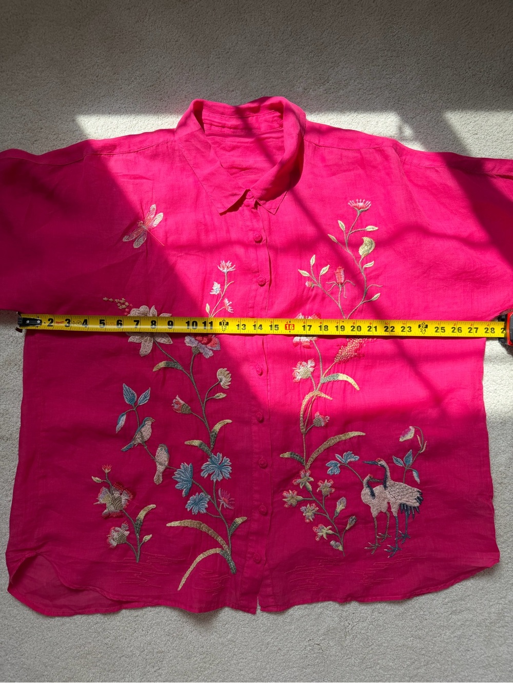 JOHNNY WAS Geniveve Relaxed Dolman Shirt Embroidered Floral Birds - Picture 11 of 13